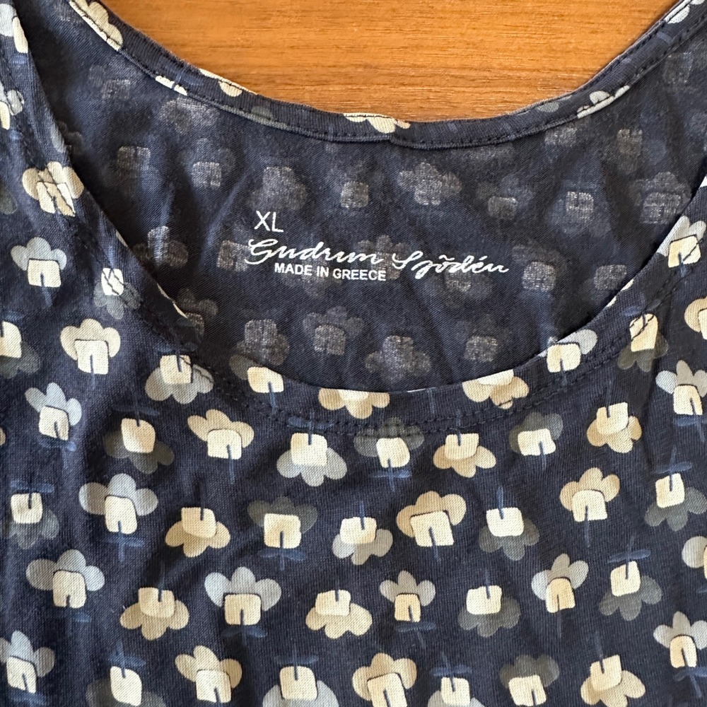 Gudrun Sjödén Sleeveless Dress Charcoal Gray/Blue Floral XL Whimsical Scandi Art - Picture 5 of 9